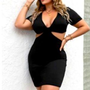 Attached crop top little black dress